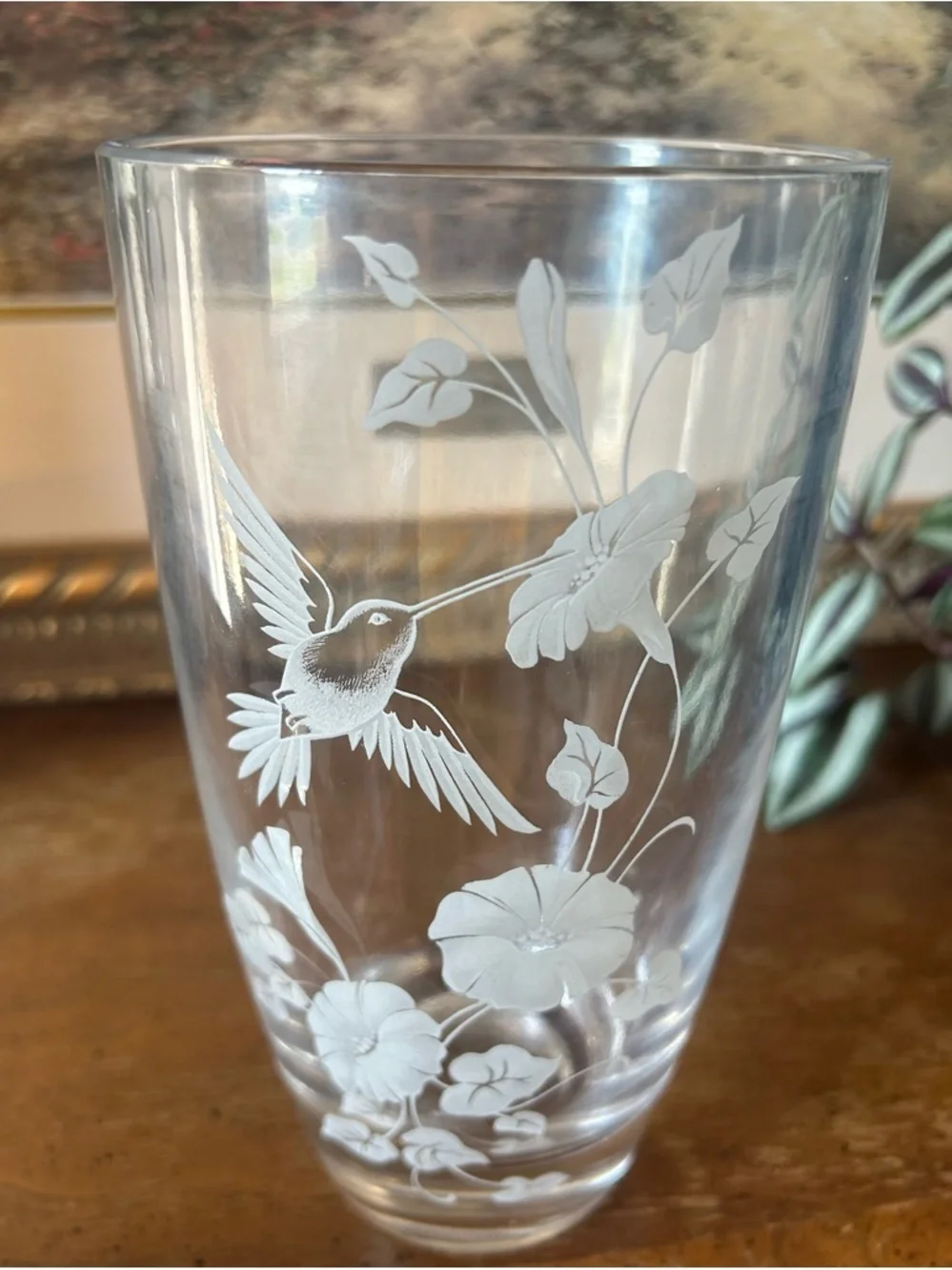 Vintage Avon Fostoria Lead Crystal Hummingbird Vase - Picture 6 of 11